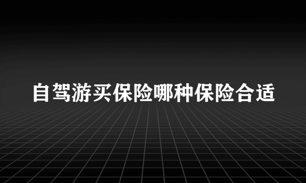 自驾游买保险哪种保险合适