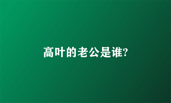 高叶的老公是谁?