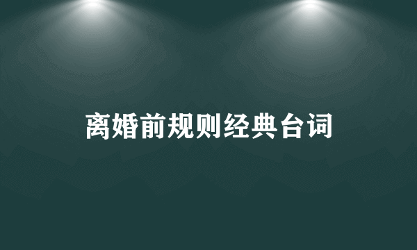 离婚前规则经典台词