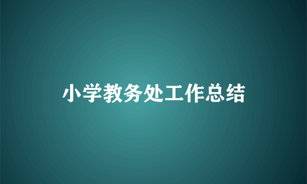 小学教务处工作总结