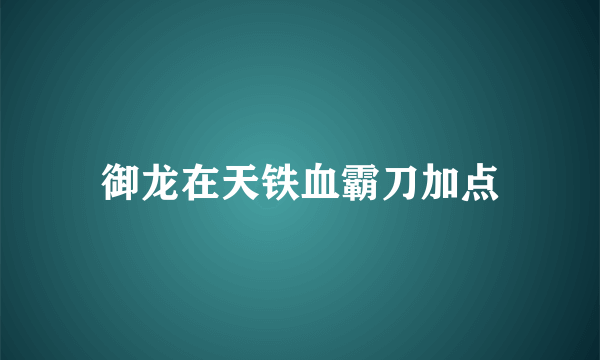 御龙在天铁血霸刀加点