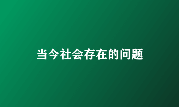 当今社会存在的问题