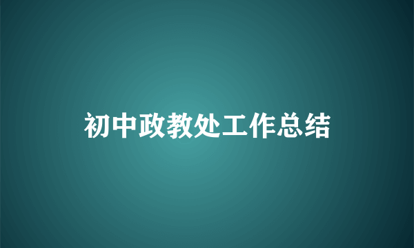 初中政教处工作总结