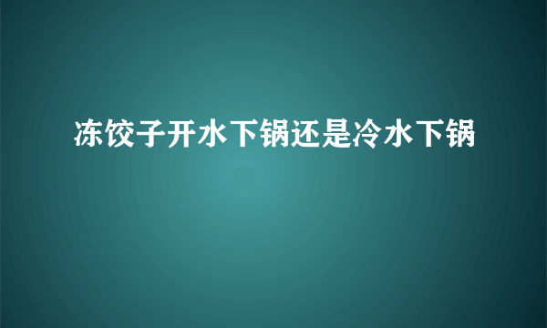 冻饺子开水下锅还是冷水下锅