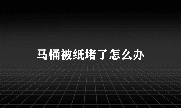 马桶被纸堵了怎么办