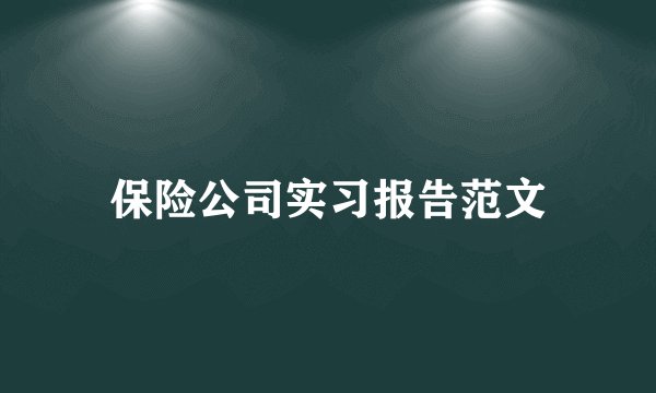 保险公司实习报告范文