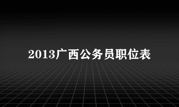 2013广西公务员职位表