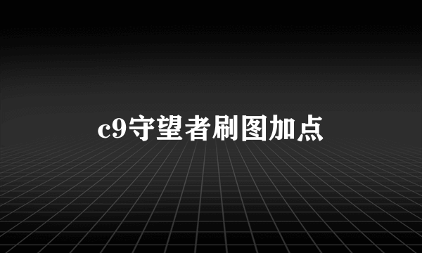 c9守望者刷图加点