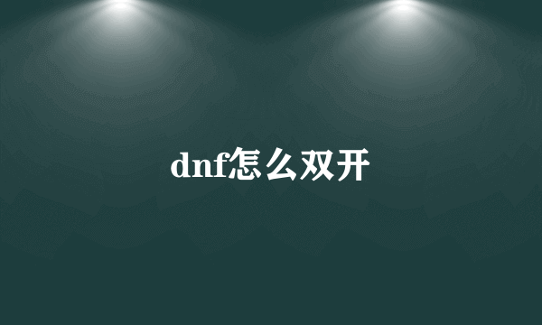 dnf怎么双开