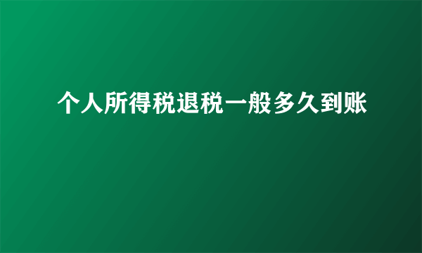 个人所得税退税一般多久到账