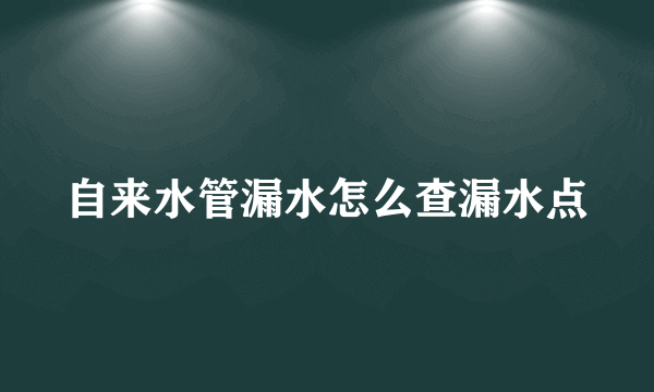 自来水管漏水怎么查漏水点