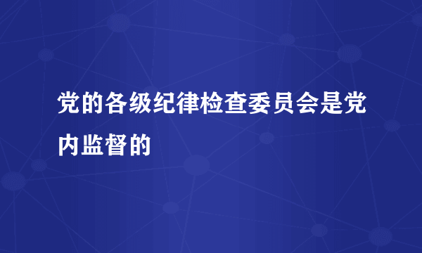 党的各级纪律检查委员会是党内监督的