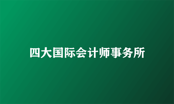 四大国际会计师事务所