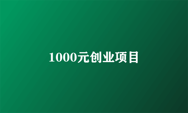 1000元创业项目