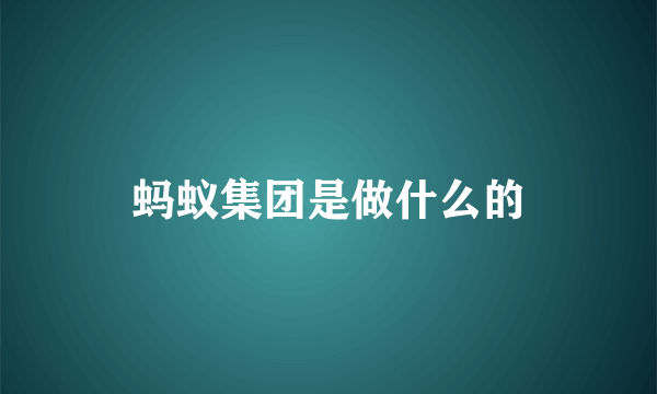 蚂蚁集团是做什么的