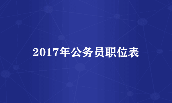 2017年公务员职位表