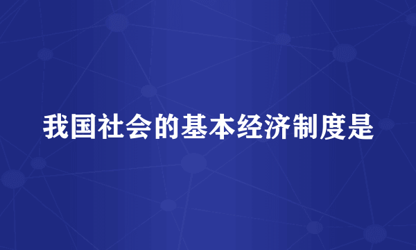 我国社会的基本经济制度是