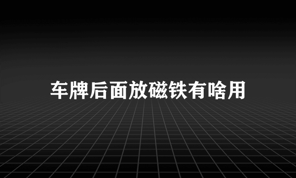 车牌后面放磁铁有啥用