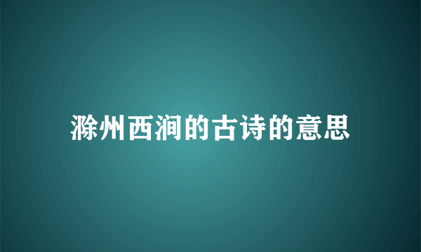 滁州西涧的古诗的意思