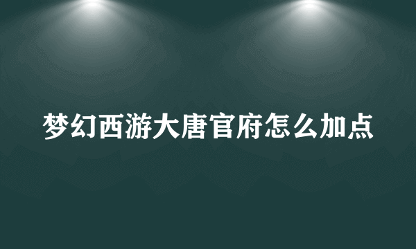 梦幻西游大唐官府怎么加点