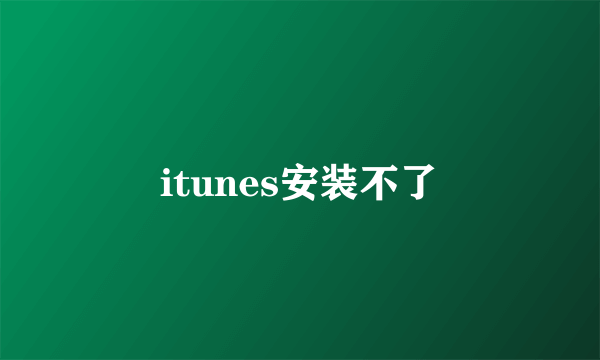 itunes安装不了