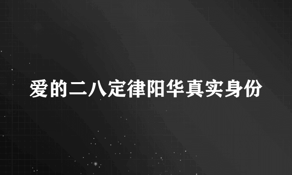 爱的二八定律阳华真实身份