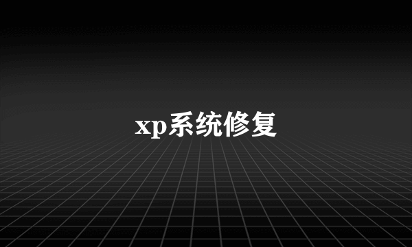 xp系统修复