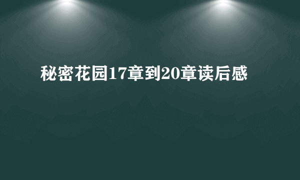 秘密花园17章到20章读后感