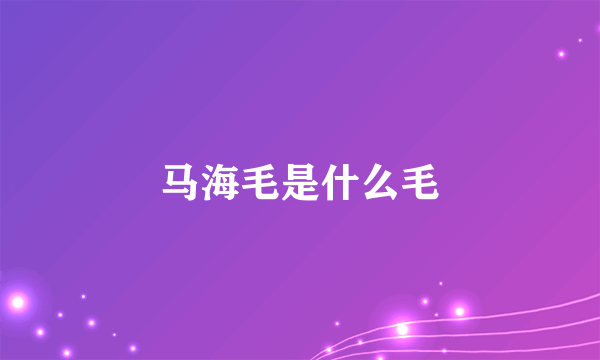 马海毛是什么毛