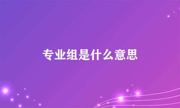 专业组是什么意思