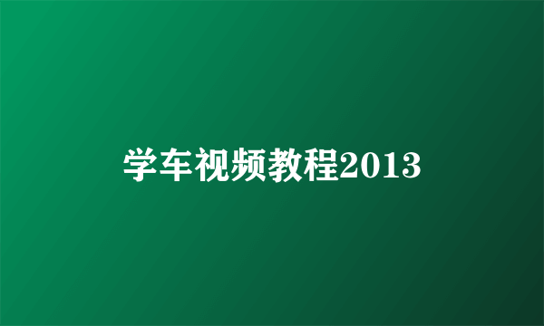 学车视频教程2013