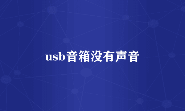 usb音箱没有声音