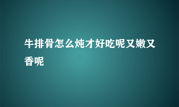 牛排骨怎么炖才好吃呢又嫩又香呢