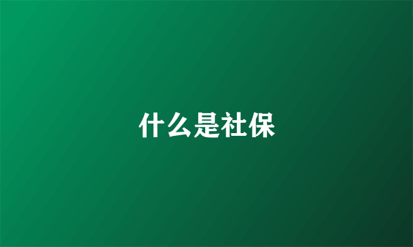 什么是社保