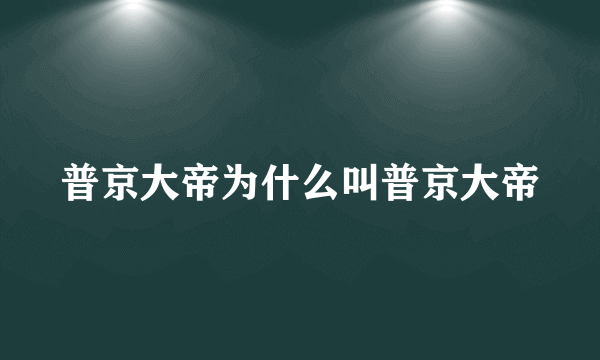 普京大帝为什么叫普京大帝