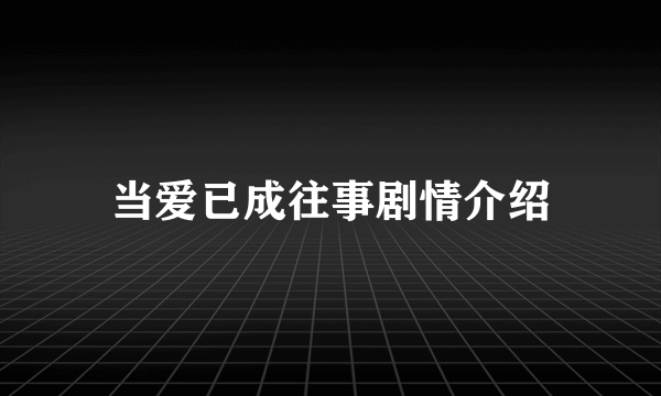 当爱已成往事剧情介绍