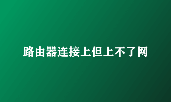 路由器连接上但上不了网