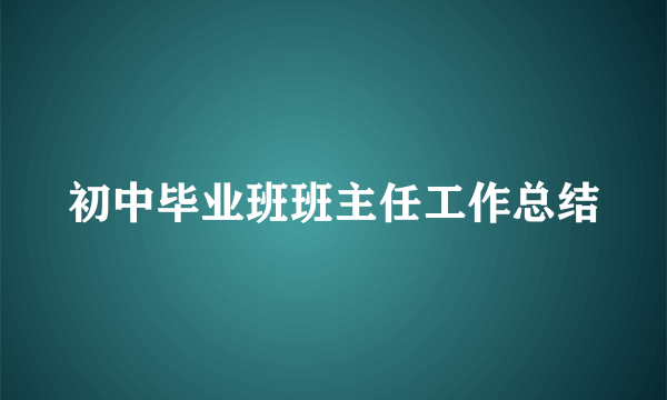 初中毕业班班主任工作总结