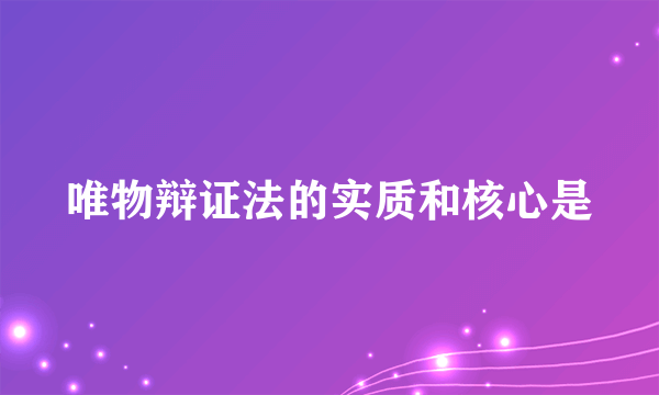 唯物辩证法的实质和核心是