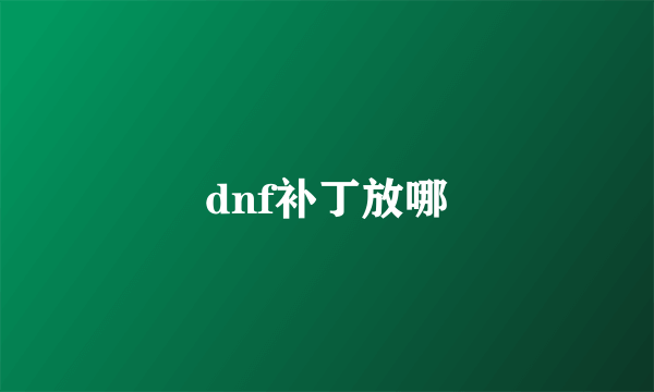 dnf补丁放哪