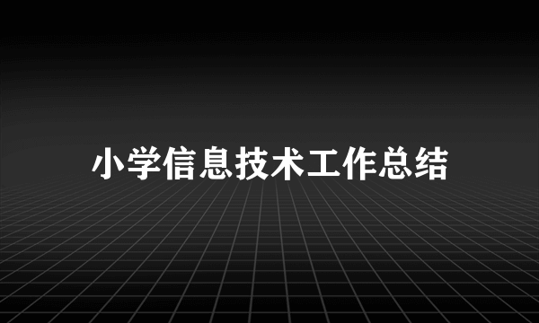 小学信息技术工作总结