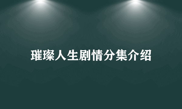 璀璨人生剧情分集介绍