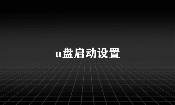 u盘启动设置