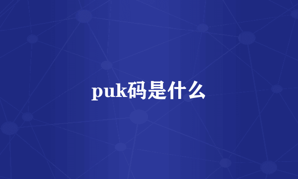 puk码是什么