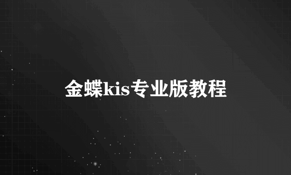 金蝶kis专业版教程