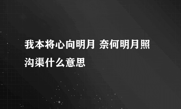 我本将心向明月 奈何明月照沟渠什么意思