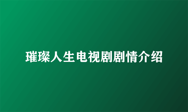 璀璨人生电视剧剧情介绍