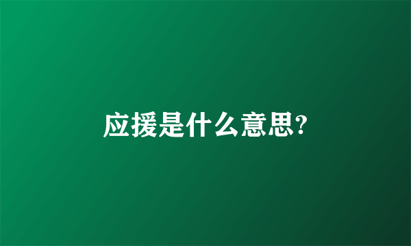 应援是什么意思?