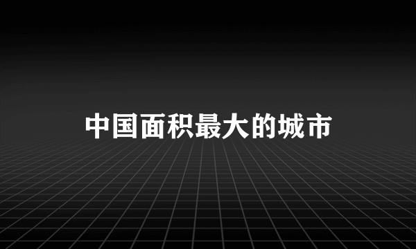 中国面积最大的城市