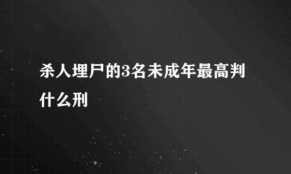 杀人埋尸的3名未成年最高判什么刑